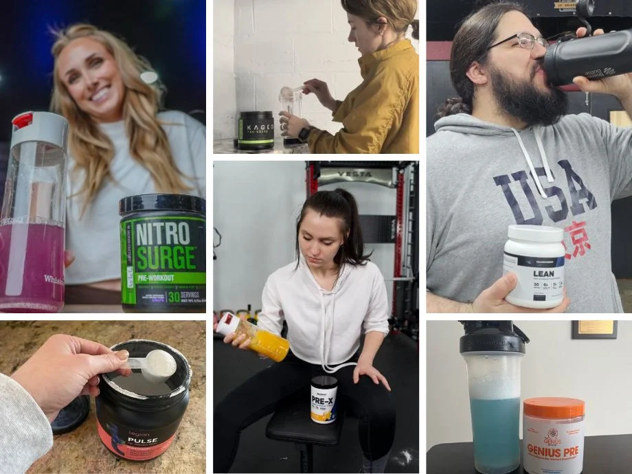 Collage image of people trying out the best pre-workout for weight loss