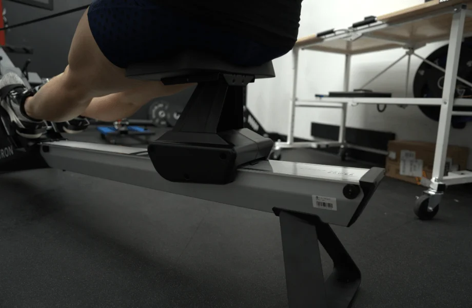 The elevated seat on an Aviron rowing machine