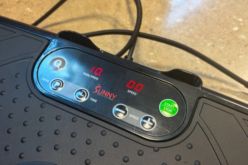 Controls for the Sunny Health & Fitness Vibration Plate