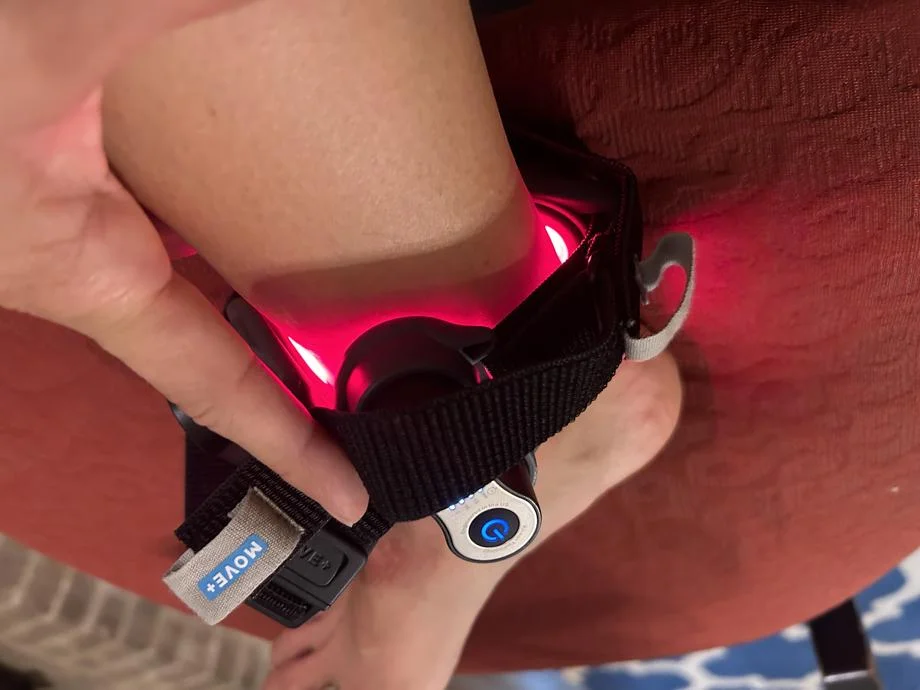 Kineon The Move+ Pro on our testers ankle