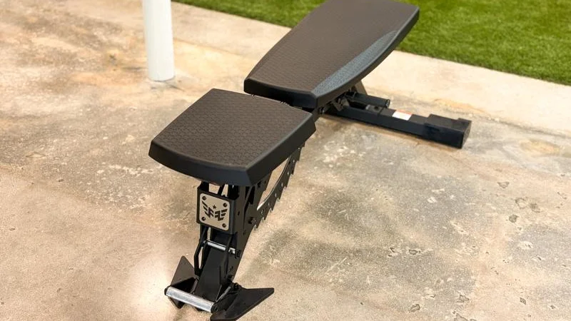 Angled view of the Major Fitness AH64 Bench