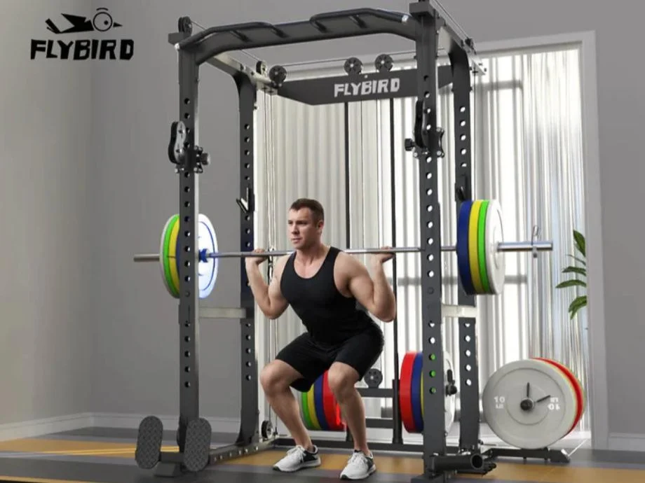 Back Squats on the FLYBIRD All-In-One Power Rack with Pulley System