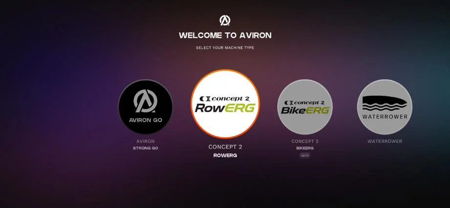 Welcome screen on Aviron app