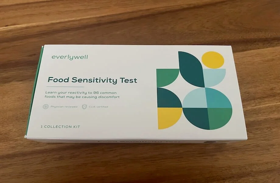 An unopened Everlywell Food Sensitivity Test kit