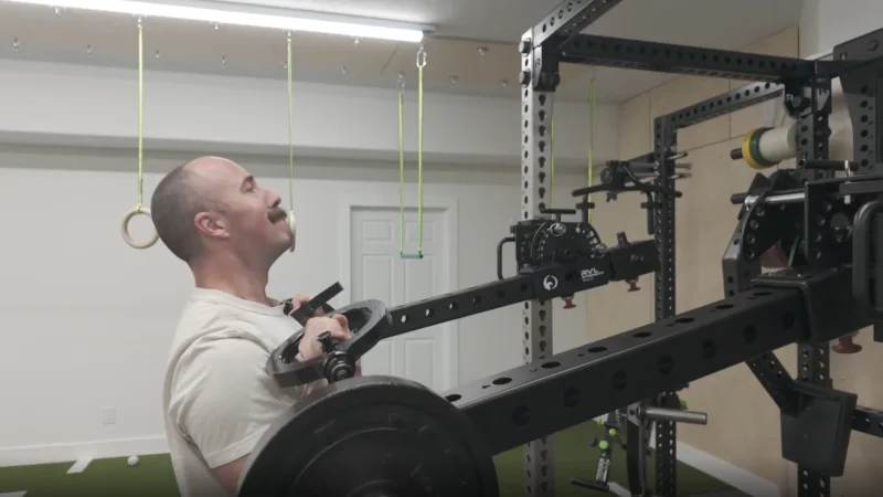 Coop lifting weights with RVL Wings