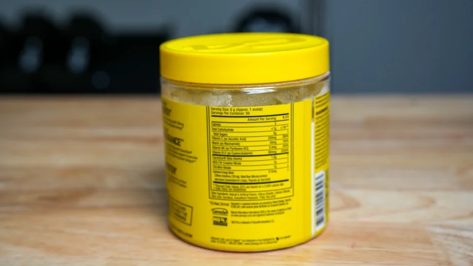 The nutrition label of Cellucor C4