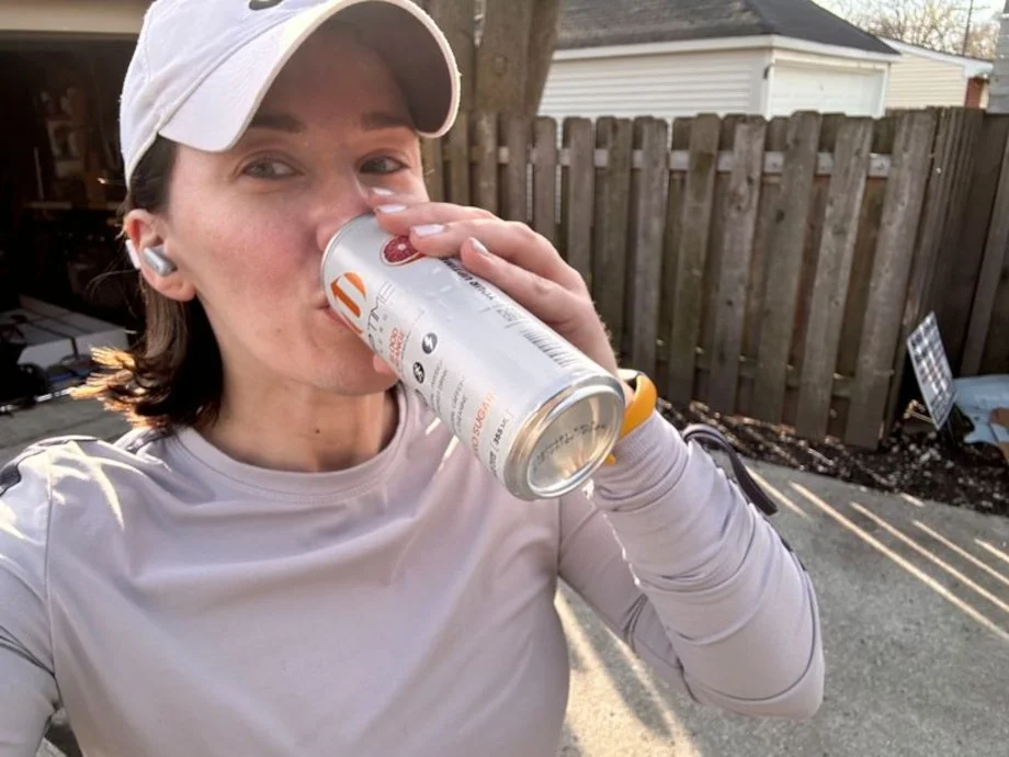 Our expert tester drinking a UpTime Energy Drink