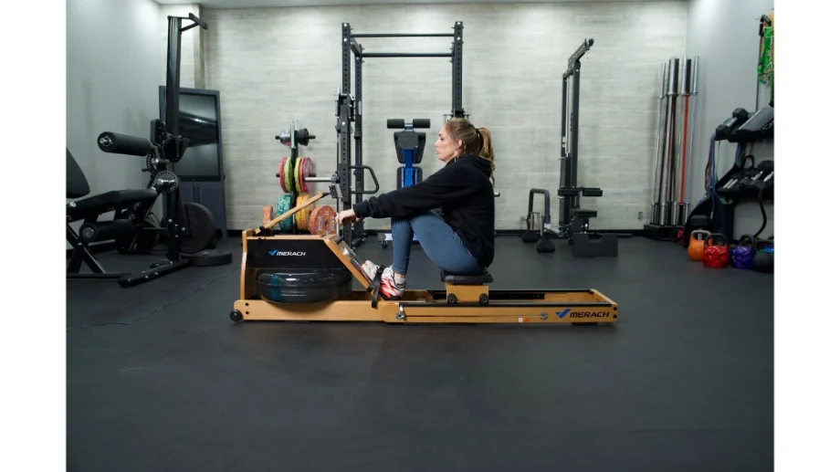 merach rower full view getting ready to row