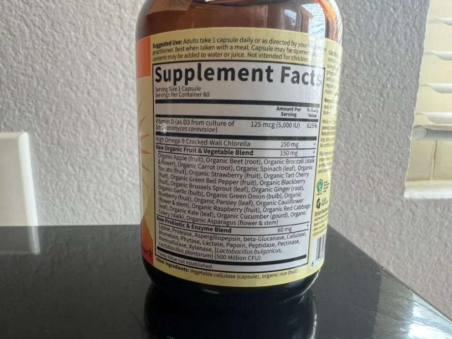 garden of life vitamin d label