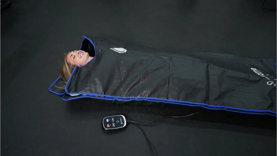 how many calories do you burn from sleeping? Laying down in a Sun Home Sauna Blanket with the Remote Visible