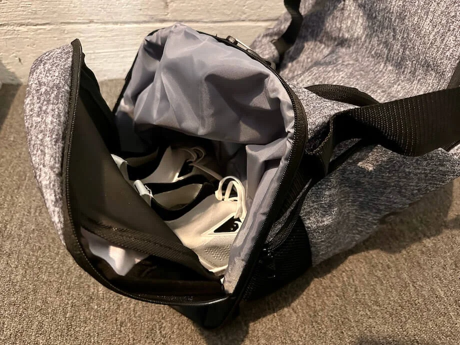 The shoe caddy pocket in an adidas Medium Team Issue Duffel