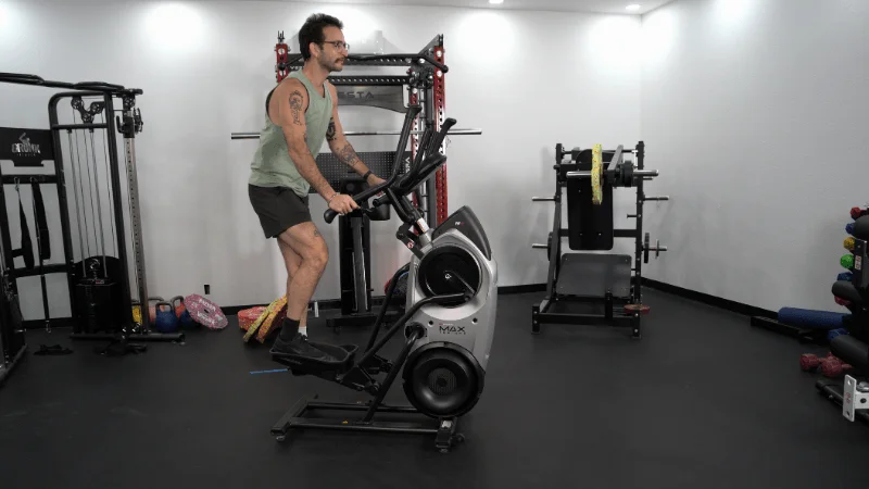 Our tester getting in a workout on the Bowflex Max Trainer M6