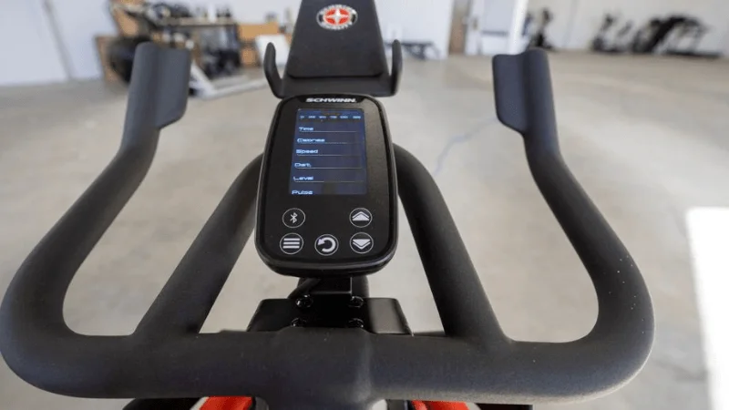 The handlebar layout found on the Schwinn IC4 exercise bike