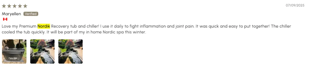 Online customer reviews of the Nordik Recovery Cold Tub