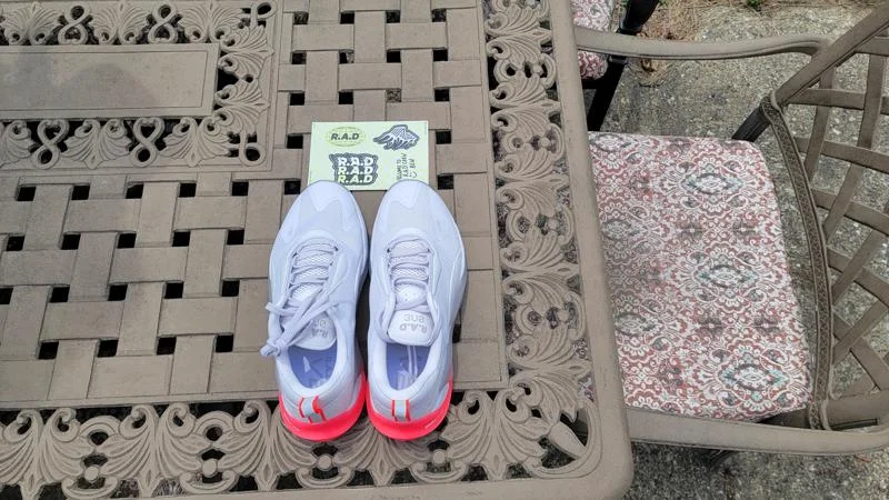 Looking down at a new pair of RAD One V2 training shoes Looking down at a new pair of RAD One V2 training shoes