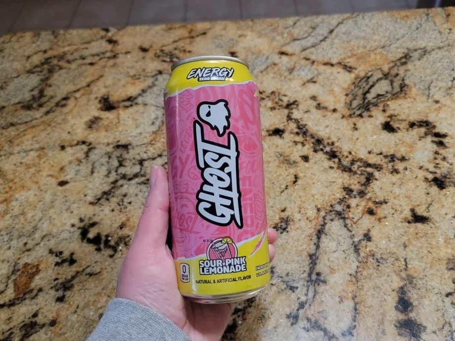 Our tester holds a can of Ghost Energy