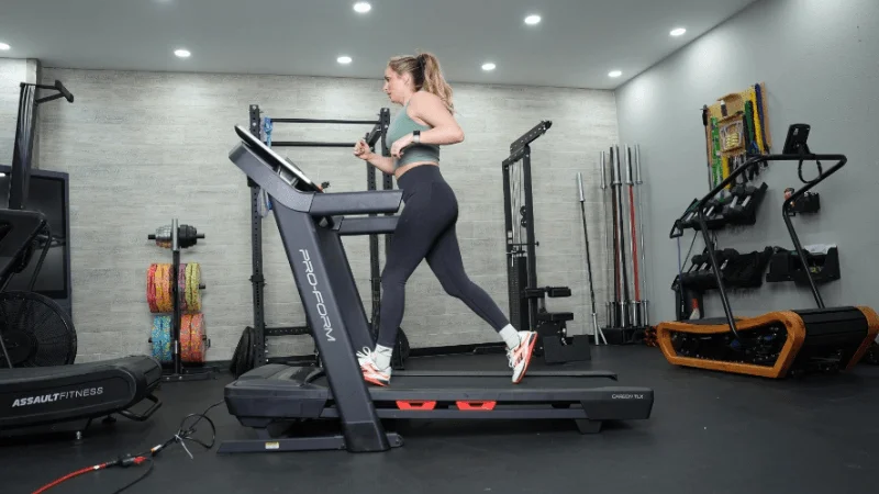 Our tester running on the ProForm Carbon TLX treadmill