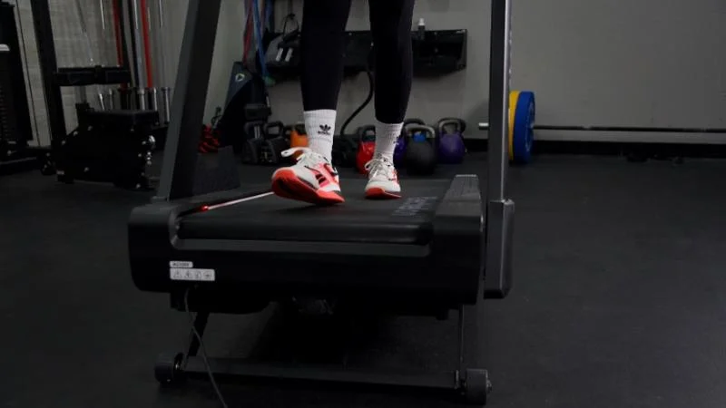 Looking at the deck of an Echelon Stride 8s treadmill while in use.