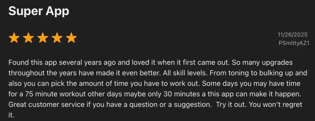 A screenshot of a customer review of the SHRED app
