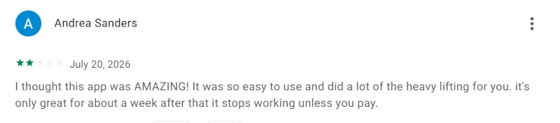 A review of the fitia app on the Google Play Store