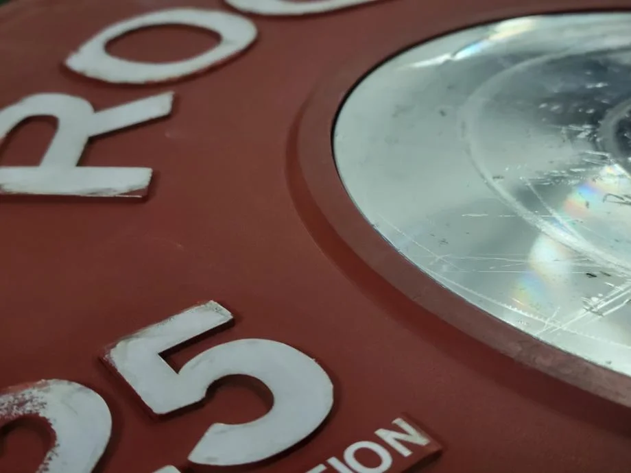 A close look at the rubber flange on Rogue Competition Bumpers.