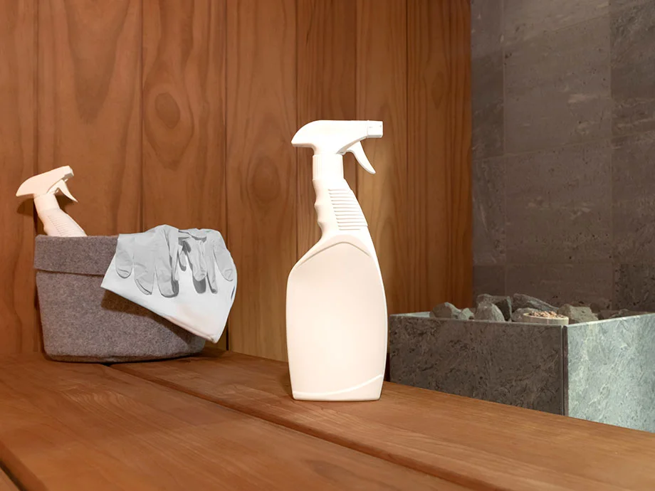 items for cleaning a sauna