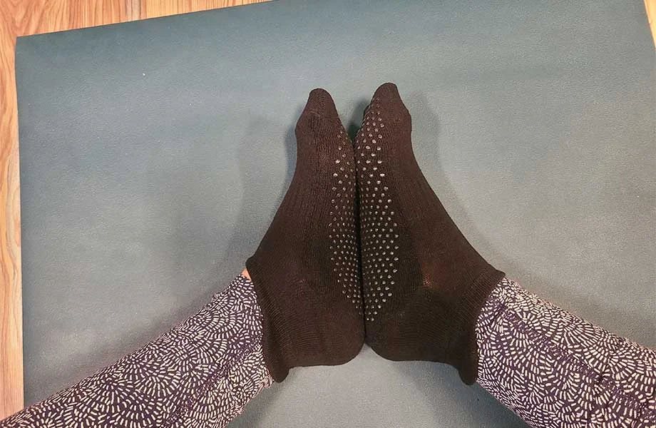 wearing olreco pilates socks