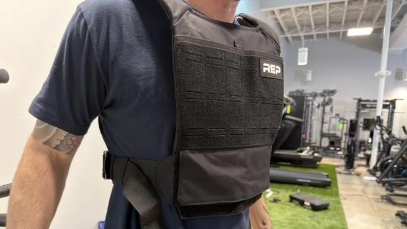 Our tester wearing the Strata Weight Vest