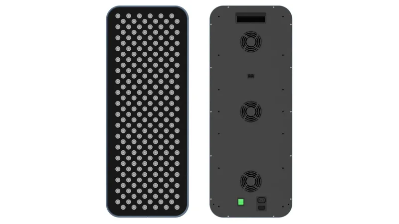 front-and-back-view-of-the-rtl-total-spectrum-compact-redlight-machine Side-by-side front and rear view of the RLT Home Total Spectrum COMPACT.