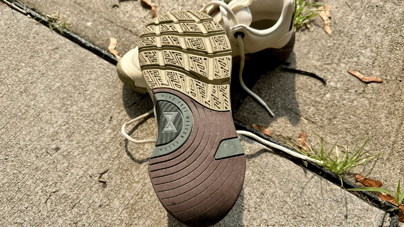 A close look at the sole of a Nike Free Metcon 7.