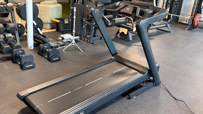 Side view of the Aviron Justice Treadmill