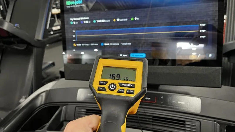 Testing the distance accuracy of a NordicTrack Commercial 2450 treadmill.