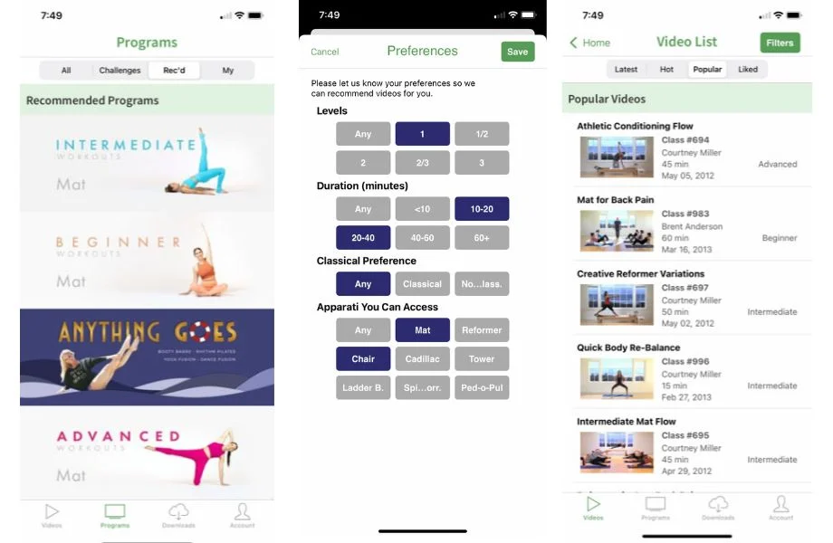 Pilates Anytime Screenshots