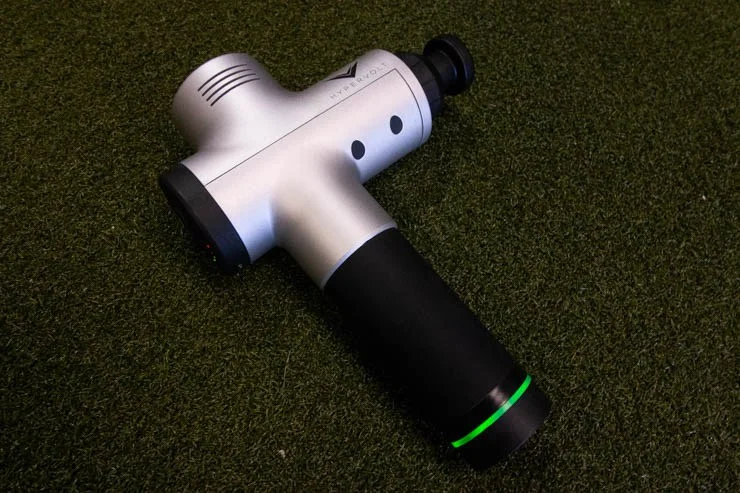 The Hyperice Hypervolt on turf