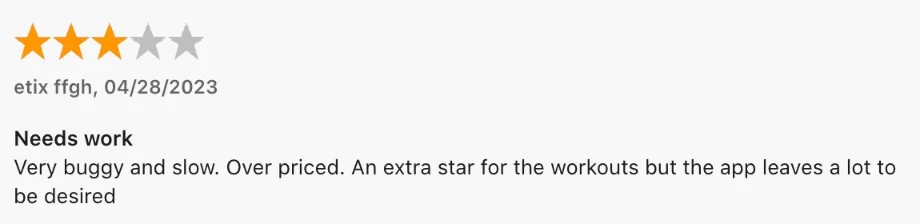 A 3-star Amazon review of the MVT Fitness App is shown