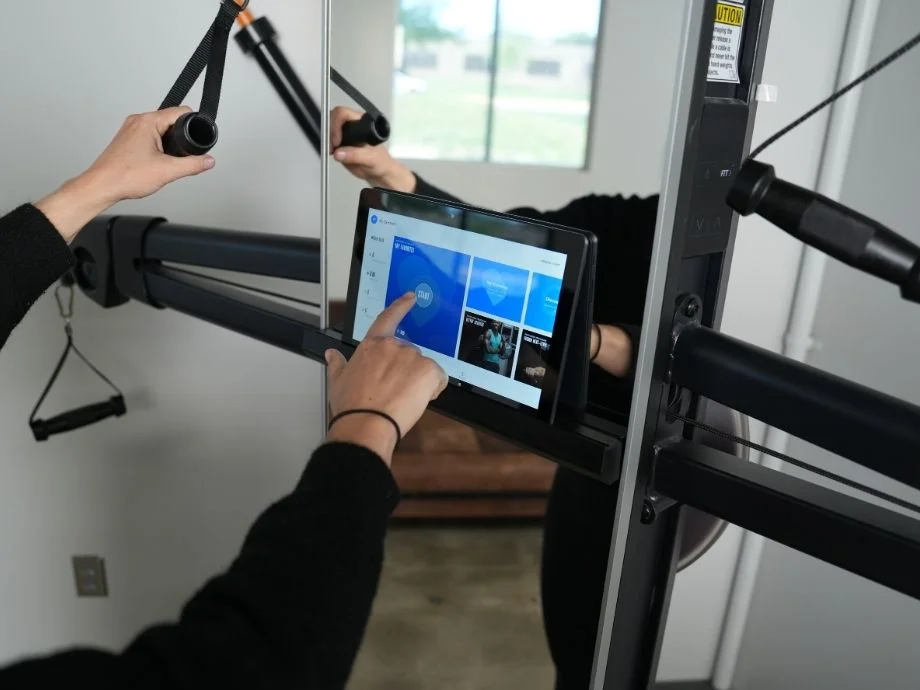 The workout tablet on a NordicTrack Fusion CST.