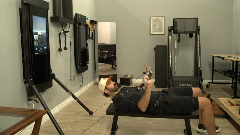 A person working out on the Tonal 2 Smart Home Gym.