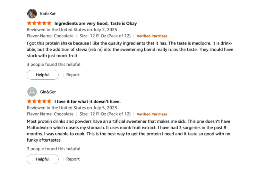 Online customer reviews of Jocko Molk protein shakes