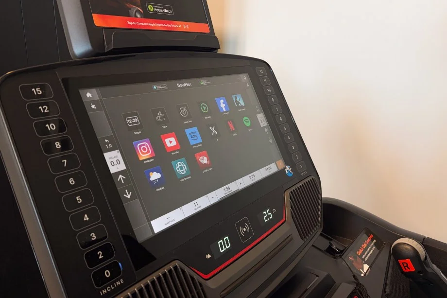 A close-up view of the display on the Bowflex T16 treadmill