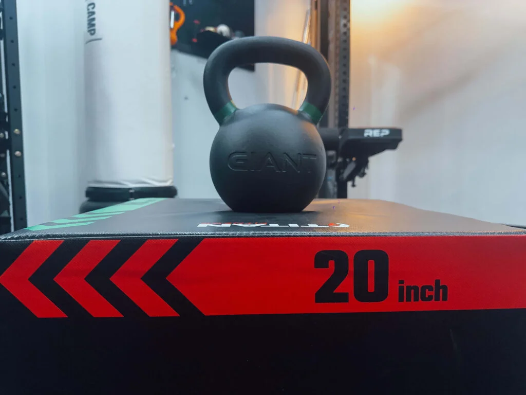 Giant Lifting V3 Kettlebell on a Titan Fitness plyo box
