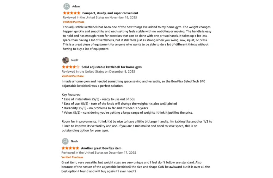 Bowflex SelectTech 840 Adjustable Kettlebell customer reviews