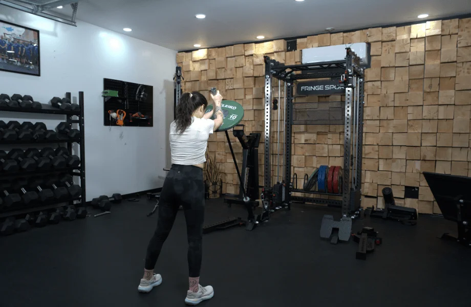 Our tester training with the landmine station featured on the Fringe Sport Dane 2.0 functional trainer