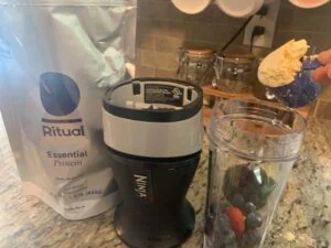 putting ritual protein into blender cup