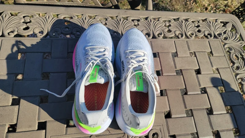 Looking down at a pair of Brooks Adrenaline GTS 25 shoes