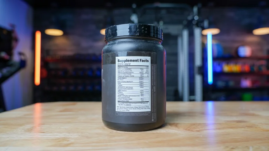 An image of Transparent Labs Bulk Black pre-workout label