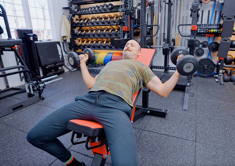 coop doing dumbbell chest fly