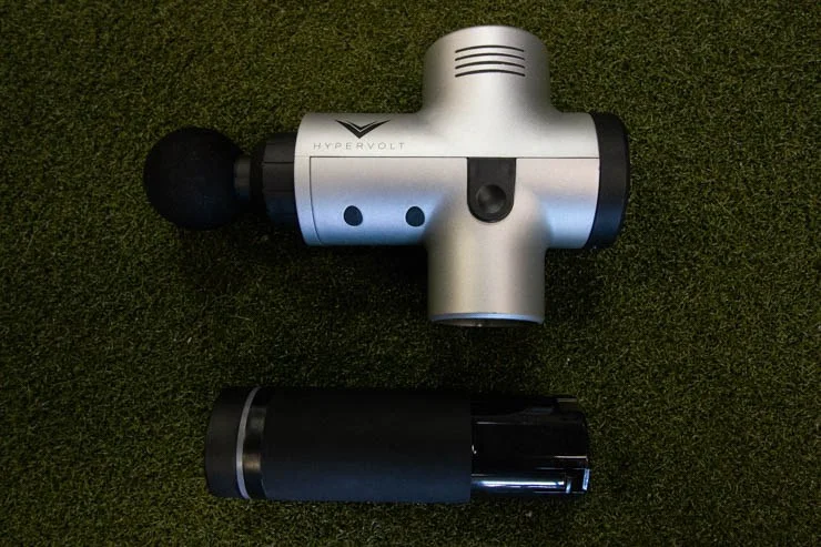 The Hyperice Hypervolt with the battery removed