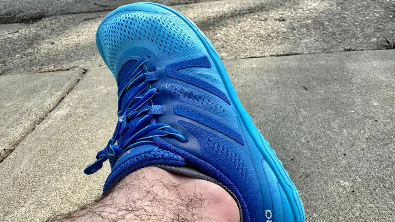 Our tester wearing Xero HFS II Running Shoes