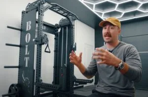 bolt warlord half rack with coop sitting in front