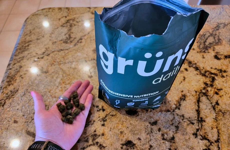 grüns daily gummies in a person's hand